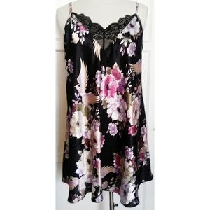 Sweet Dreams Satin Black floral Chemise